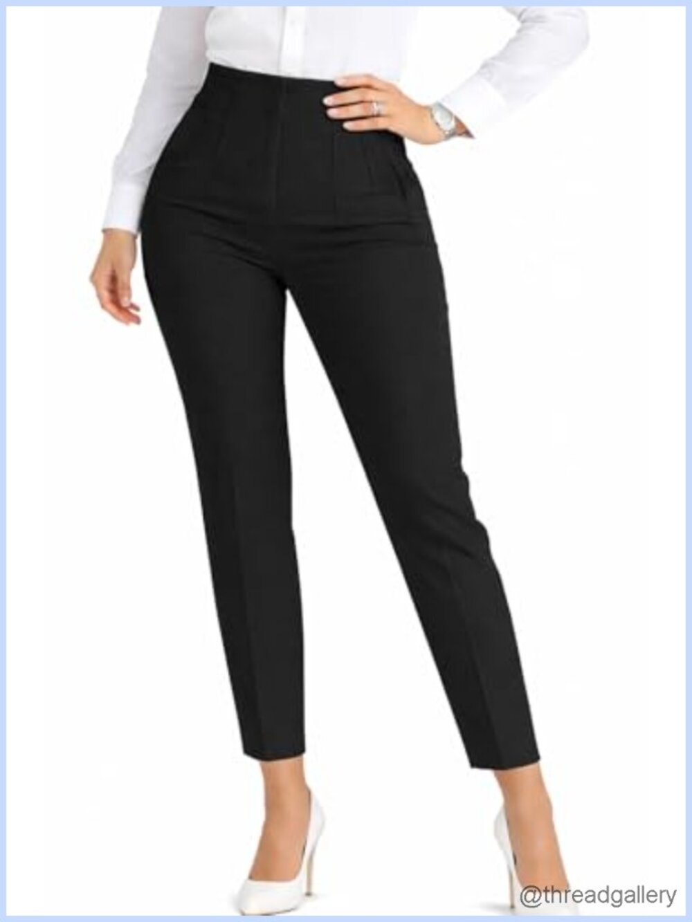 Stretchy Dress Pants Women High Waisted Pleated Straight Leg Business Casual